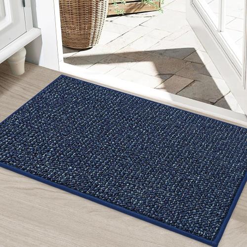 BEQHAUSE Dirt Trapper Door Mat 24 x 36, Non-Slip Washable Doormats, Blue