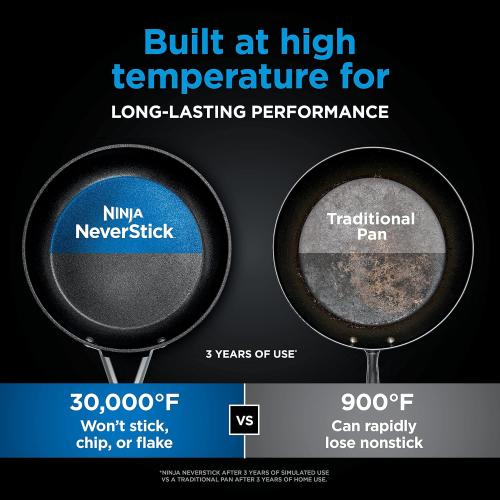 Ninja Pots and Pans Set Non Stick | Comfort Grip 10-Piece Cookware Set with NeverStick | Frying Pan, Sauce Pan With Lid, Stock Pot with Lid, Nonstick, Dishwasher Safe, Oven Safe to 400°F, CW69010‼️Light dirt‼️