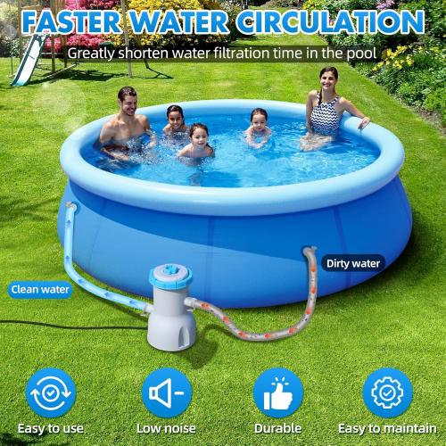 Standard Series Above Ground Pool Filter Pump - 800 GPH Flow Rate | Rapid Circulation & Micro-Debris Filtration, Pool Cartridge Filter Pump System - Keep Water Crystal Clean & Clear - Blue
