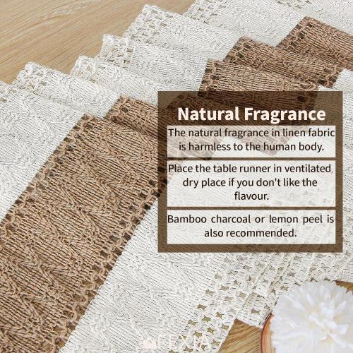 FEXIA Boho Table Runner for Christmas Thanksgiving Home Decor with Tassels 90 Inch Cream & Brown Macrame Runner for Dining & Bedroom Baby Bridal Shower Decor(12x90 Inches)