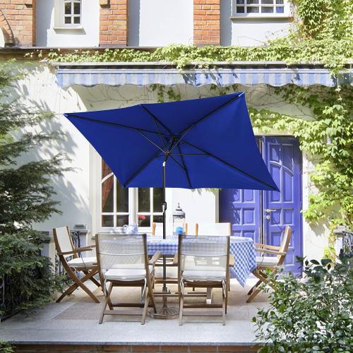 Rectangular Patio Umbrella, Table Market Umbrella with Tilt and Crank, Outdoor Umbrella for Garden, Deck, Backyard, Pool and Beach