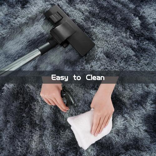 Fluffy Oval Rug for Bedroom 3.3'x6.2', Shag Area Rug for Bedside, Ultra Soft Cute Plush Carpet for Living Room Girls Boys Room Nursery Teens Dorm Home Decor, Blue Grey