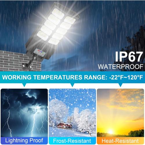 Solar Street Lights Outdoor Waterproof - LED Solar Flood Lights Outdoor Dusk to Dawn with Mention Sensor, Outdoor Solar Powered Floodlight for Parking Lot/Garden/Yard/Pathway Lighting