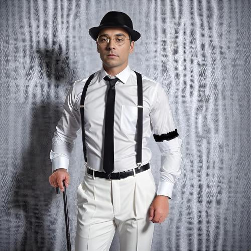Ishua 1920s Men Costume Accessories, 17 pcs Old Men Gangster Costume Set, Roaring Retro Mens Gatsby Accessories 1920s