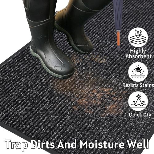 Front Door Mat Indoor Outdoor Entrance Size, 36 x 72 All-Season Heavy Duty Waterproof Doormat, Non-Slip Absorbent Entryway Mat, Easy to Clean, Low Profile Commercial Floor Mat for Indoor Outdoor