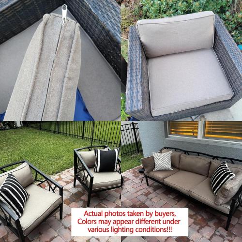 14Pcs Patio Cushion Covers Replacement Splashproof UV-Resistant Inelastic Covers with Zippers, Max Compatible 25.6x25.6x4inch Patio Cushion, for 7 Pcs Outdoor Patio Furniture Sets
