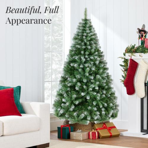 Best Choice Products Artificial Christmas Tree, 6ft Premium Unlit Pine Design, Dense Branches Realistic Holiday Décor​ w/Easy Assembly - Frosted Pine