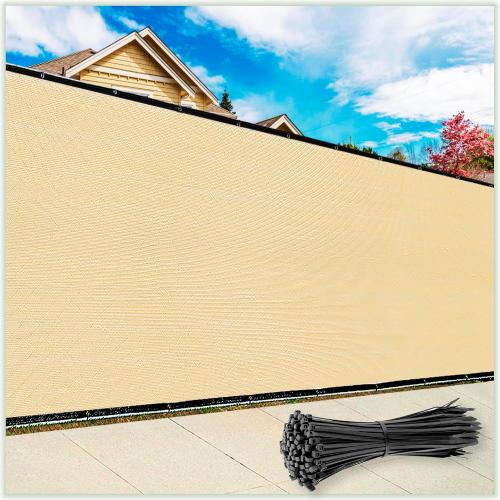 ColourTree 4' x 10' Beige Fence Screen Privacy Screen & Commercial Grade 170 GSM - Heavy Duty - 3 Years Warranty - Cable Zip Ties Included