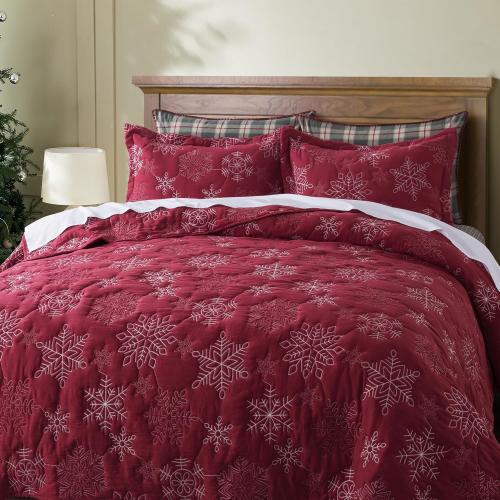 WDCOZY Christmas Quilt King Size Bedding Set with 2 Pillow Shams
