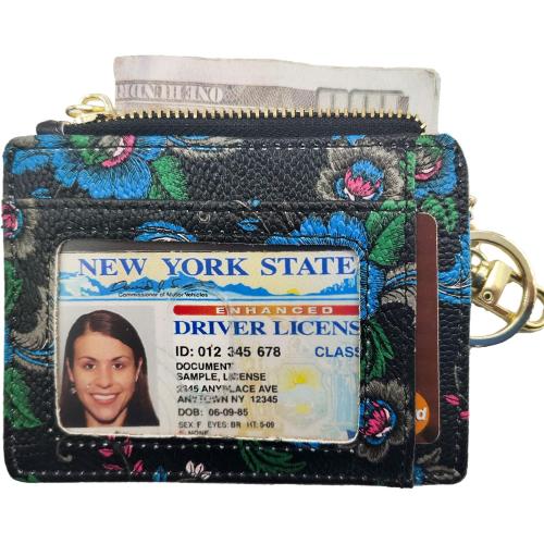 woogwin Slim RFID Credit Card Holder for Women Mini Front Pocket Wallet Purse With Keychain