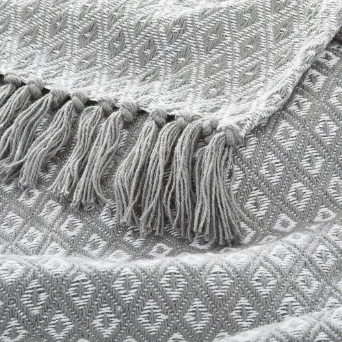 Americanflat 50x60 Throw Blanket - Soft and Breathable Cotton Throw Blanket for Couch, Bed, Chair - Decorative Blankets Perfect for Home, Office, or Outdoor Use - Grey and White Mini Diamond Design