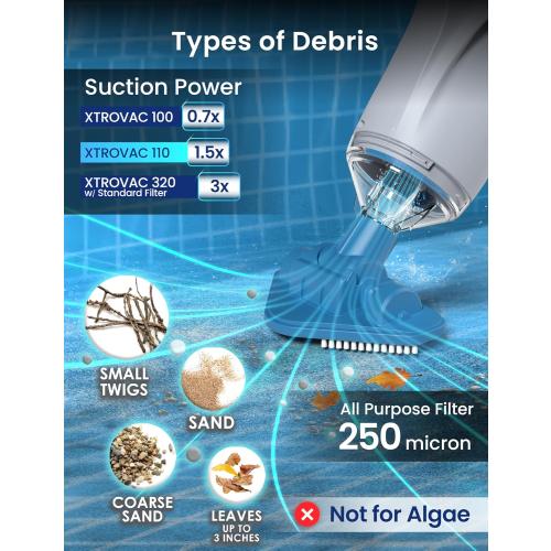 KOKIDO Cordless Handheld Pool Vacuum for Above Ground Pool, with 6ft Pole and 2 Vac Brush Heads, Ideal for Spot Cleaning Small Inground Pool Spa up to 20ft, Rechargeable, 60min, Sand and Light Debris
