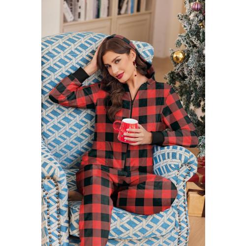 Size XXL Ekouaer Christmas Onesie Fleece Long Sleeve Hooded One Piece Pajamas for Women Zipper Pjs with Pocket