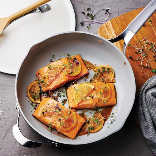 Tramontina All-in-One Plus Pan , 5-Quart Ceramic Non Stick Cooking Pan with Lid, GLASS LID