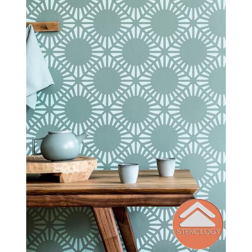 STENCILOGY® / ARNO - 24 x 35 XL Wall Stencil, Large Allover Wall Stencils for Painting, Stencils for Walls, Large Floral Geometric Wall Stencil