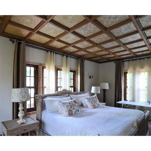 Color White Set of 8 A La Maison Ceilings R139 Spanish Silver Foam Glue-up Ceiling Tile (21.6 sq. ft./Case), Pack of 8, Plain White
