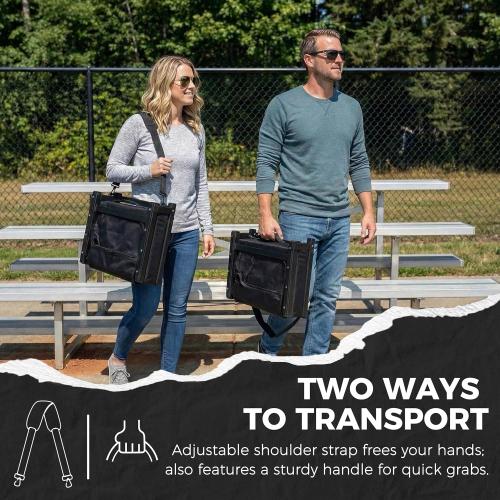 SPORT BEATS Stadium Seats with Back Support Bleacher Chairs with Back and Cushion Thick Padded Bleacher Seats Includes Shoulder Strap Black 1pc Regular - 17 W x 12 D x 16.5 H