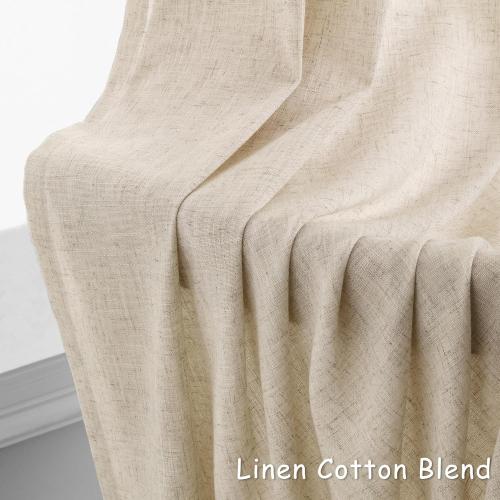 Beige Flax Linen Curtains 90 Inches Long for Bedroom Grommet Burlap Farmhouse Rustic Drapes Light Filtering Tan Semi Sheer 90 Inch Length Window Curtain 2 Panels Set for Living Dining Room
