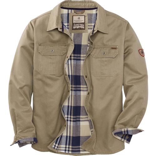 Twig Large Legendary Whitetails Men's Flannel Lined Shirt Jacket Waxed Cotton Water Resistant