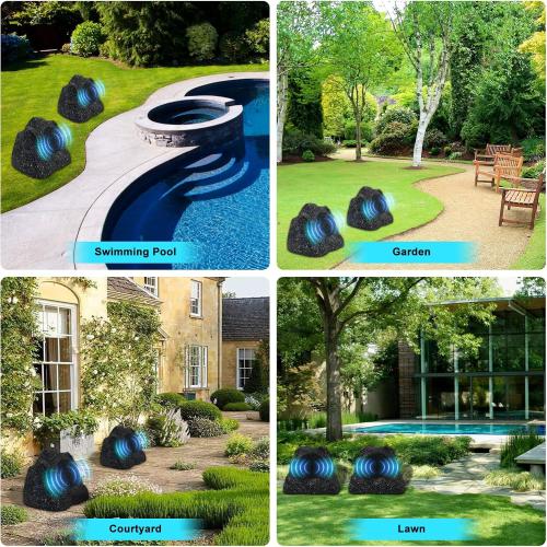 BLACK Herdio Outdoor Rock Bluetooth Speakers Wired IPX7 Waterproof 200 Watt Resin Material All Weather for Deck Pool Backyard Patio Garden BBQ (1 Pair Black)