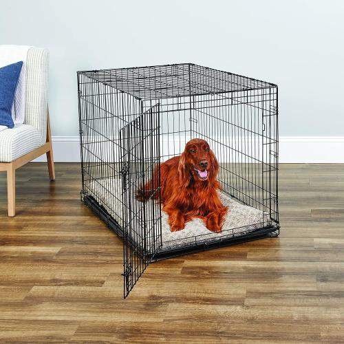 New World Single Door Folding Metal 42-Inch Dog Crate, Includes Leak-Proof Pan, Floor Protecting Feet, & New Patented Features, for Large-Sized Breeds