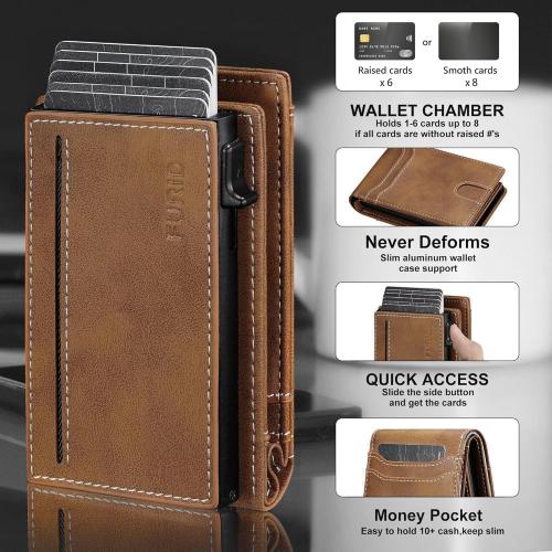 furid Card Wallet For Men Slim: Smart Rfid Minimalist Front Pocket Pop Up Wallet with ID Window - Gifts for Husband Father at Birthday Anniversary