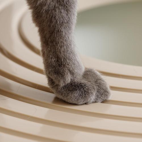 IRIS USA Cat Litter Box, Large Top Entry with Litter Catching Lid and Scoop, Dog Proof, Cat Box Enclosure, Beige/White