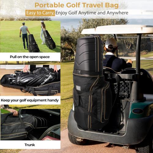 Hard Case Top 1680D Heavy Duty Oxford Fabric Travel Bag for Airlines with Wheels – Includes Custom Cover, Support Rod and TSA Lock. Excellent Protection, Foldable, Lightweight and Durable