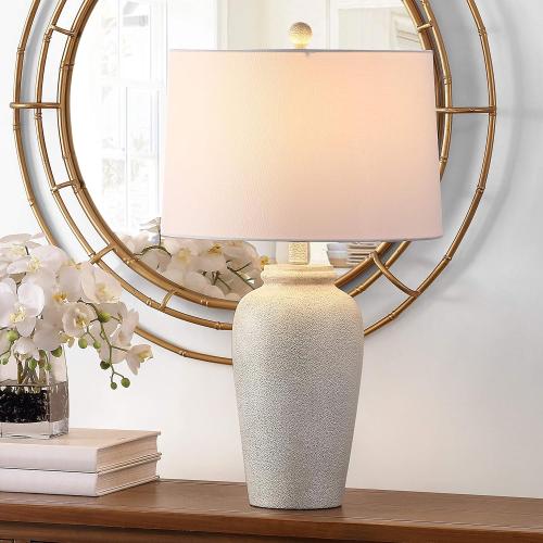 SAFAVIEH Lighting Collection Sabrin Modern Cream 26-inch Bedroom Living Room Home Office Desk Nightstand Table Lamp (LED Bulb Included)