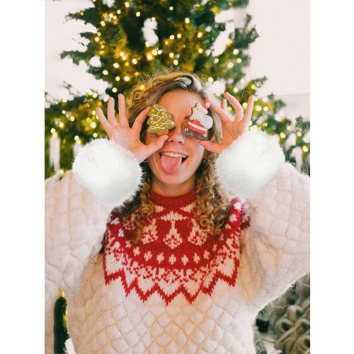 sy soul young Women's Faux Fur Wrist Cuffs Winter Fox Furry Wristbands Fluffy Fur Cuff Bracelet Arm Warmer Accessories