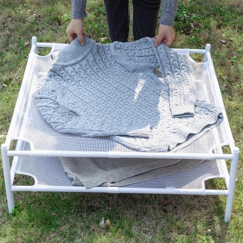 STORAGE MANIAC Sweater Drying Rack, Mesh Clothes Drying Rack, Stackable Laundry Drying Rack, Lay Flat Dryer for Delicates, Portable Dry Rack for Indoor or Outdoor, White, 2-Pack