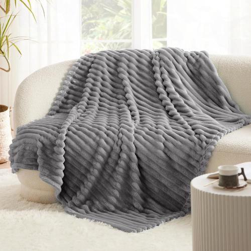 Bedsure GentleSoft Frost Gray Fleece Blanket for Couch - Cozy Soft Blankets for Women, Cute Small Throws for Girls, 50x70 Inches
