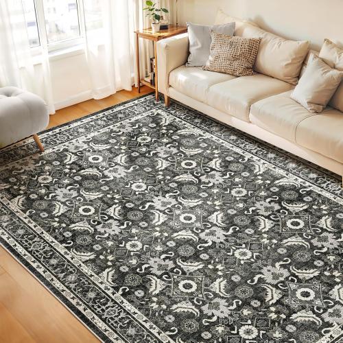 WITSHOCK Living Room Area Rugs 9x12: Soft Non-Slip Backing Washable Rugs Vintage Large Carpet for Bedroom Office Dining Room Kitchen Stain Resistant Home Decor Rug