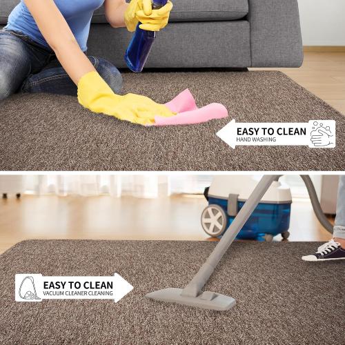 Tepook Soft Rugs for Living Room Bedroom, 7x10 Brown Modern Washable Non-Slip Area Rug, Indoor Memory Foam Carpets for Boys Girls Room Home Decor