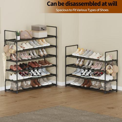 Shoe Rack - 4-Tier Shoe Organizer with Adjustable Shelf Height, Sturdy Shoe Storage Shelf, Perfect for Front Door Entrance, Closet & Entryway, Easy to Assemble, DIY Layering Options (M - 4 Tier)