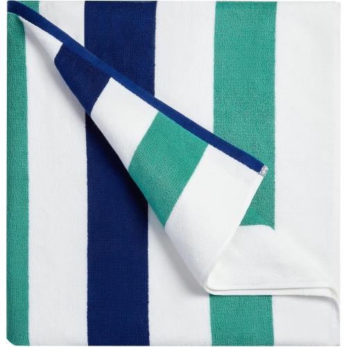 2 Bornbay Cotton Oversized Beach Towel - Extra Large 40X70 Plush Thick Pool Towel, XL Fluffy Stripe Beach Towels Teal Swimming Towel for Adults Mens Women (White Teal Blue)