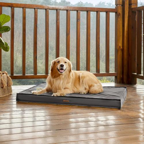 Size XL - WHITE - Lesure Outdoor Waterproof Dog Bed for Extra Large Dogs, Orthopedic Egg Crate Foam Pet Bed with Oxford Fabric Surface and Removable and Durable Cover, Machine Washable, 44''x32'',