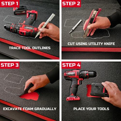 ONREVA Tool Box Foam, 2Pack 30x22x2 inch, Foam Inserts for Cases, Polyethylene Storage Sheets for Toolbox Hard Case, Tool Shadow Insert, Kaizen Organizer Sheet