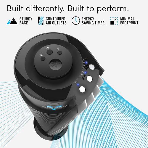 Vornado 143 Whole Room Air Circulator Tower Fan with Timer and Remote Control, 29, Black