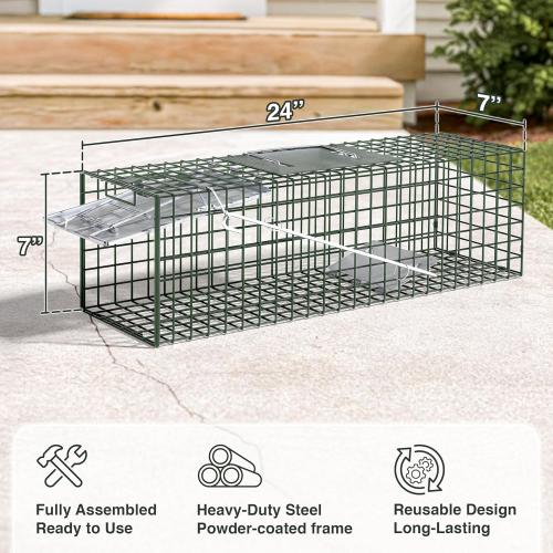 HOMESTEAD Heavy Duty Live Trap - Professional Style One-Door Live Animal Traps for Rabbit, Squirrel, Possum, Skunk, Kitten, Mink Small