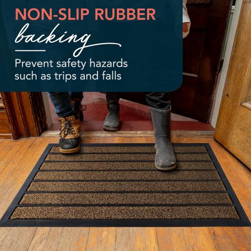 ubdyo Extra Durable Door Mat - Dirt Trapping Outdoor Welcome Mats - Non-Slip Outdoor Indoor Entrance - Low Profile Front Doormat (30 x 17, Bright Brown)