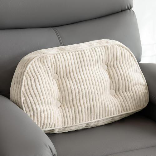 HIGOGOGO Lumbar Support Pillow for Recliner Chair/Accent Chair/Couch/Office Chair, Tufted Corduroy Back Support Cushion for Elderly, Recliner Cushions for Back Rest, Pain Relief, Reading, Beige