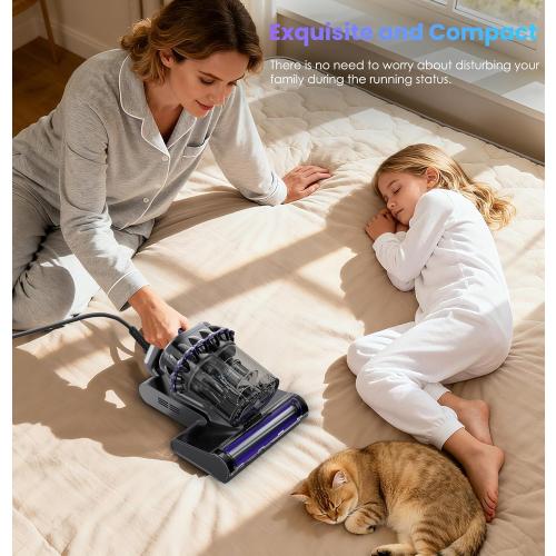 Mattress Vacuum, Bed Vacuum Cleaner with 16Kpa Suction 253.7nm UV-C Light, 145°F Heat & 30000 RPM/Min Tapping, HEPA Filter & Ultrasonic, 600W Powerful Vacuums for Bed, Sofa, Couch(Corded)