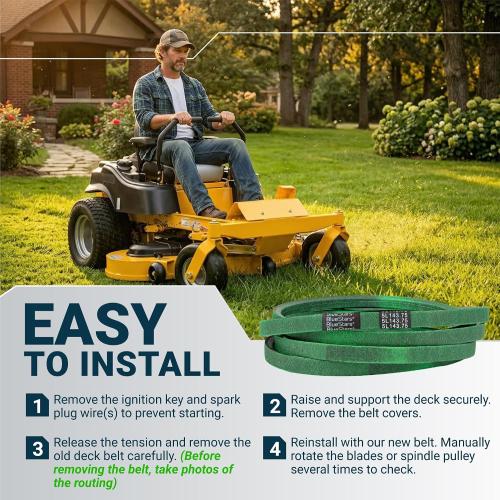 [Upgraded Grip120] BlueStars 604817 Mower Deck Belt 5/8 x 143.75
