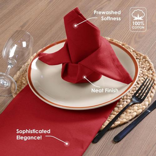 Red Cloth Napkins 17 x 17 Inch, Soft, Absorbent, Durable, Reusable, Washable Fabric, Set of 12 - Perfect Table Napkin for Dinner, Fall, Weddings, Holiday, Christmas, Everyday Use