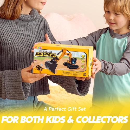 JOYIN Remote Control Excavator Toys for Boys, 2.4Ghz RC Play Excavator with Light, Construction Toys for Boys 3-5 4-7 8-12 Year Old Kids, Christmas Birthday Present