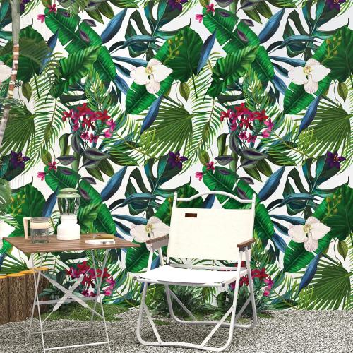 Botanical Peel and Stick Wallpaper Green Floral Contact Paper for Walls Tropical Floral Peel and Stick Wall Paper for Bedroom Self Adhesive Plant Leaf Jungle Wallpaper for Bathroom 24x118