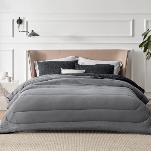Bedsure Queen Comforter Set - Cooling and Warm Bed Set, Charcoal Black Reversible Bedding for All Season, 3 Pieces, 1 Queen Size Comforter (88x88) and 2 Pillow Cases(20x26)