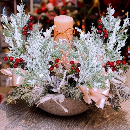 Set of  6 Pcs Snowy Artificial Cedar Picks with Red Berries Frosted Faux Cedar Sprays Christmas Cedar Greenery Branches Stems for Christmas Tree Wreath Floral Arrangement Vase Winter Holiday Décor