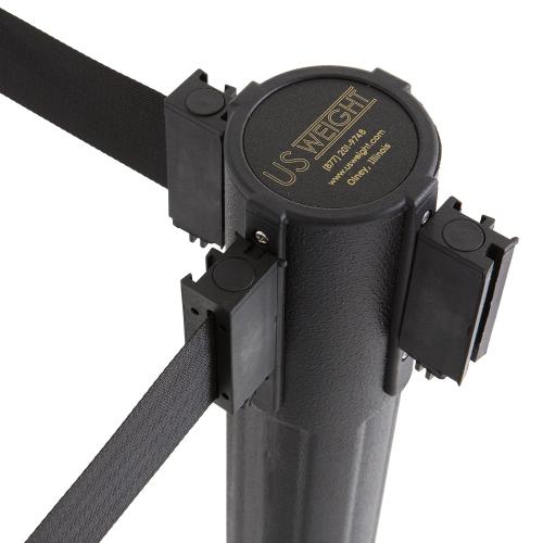 US Weight Sentry Stanchion with Retractable Belt, Easy Connect Assembly, Black, 6.5' Belt (2 Pack)